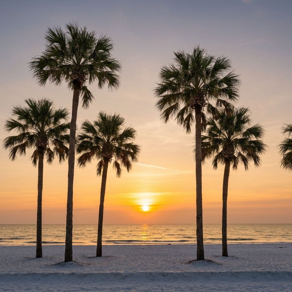 Palm trees at sunset on Myrtle Beach